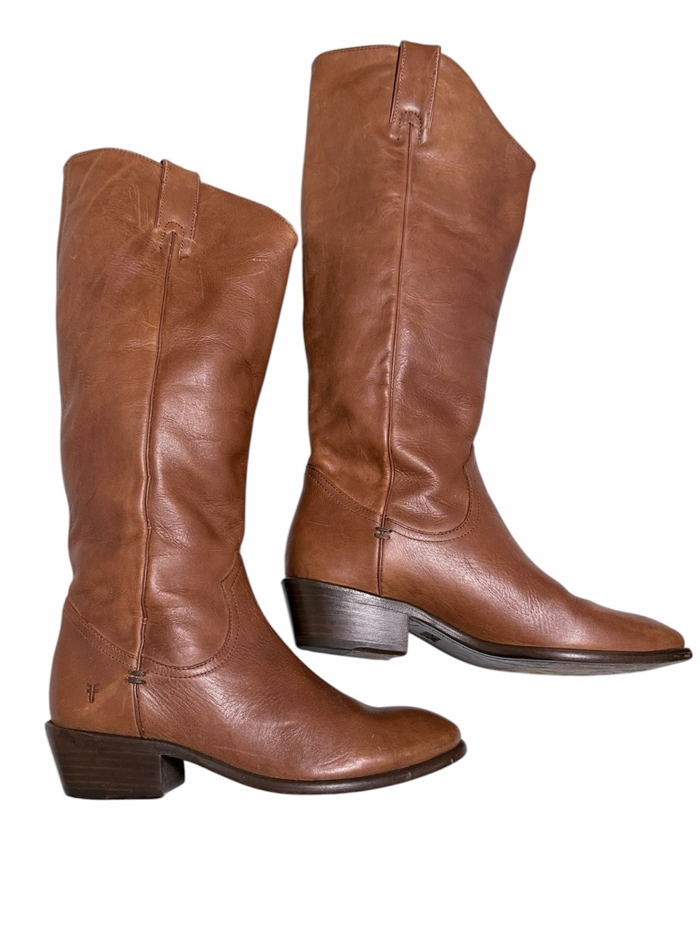 Frye Carson Pull On Tall Boots in Molasses Brown Leather Size 8 - Picture 2 of 14